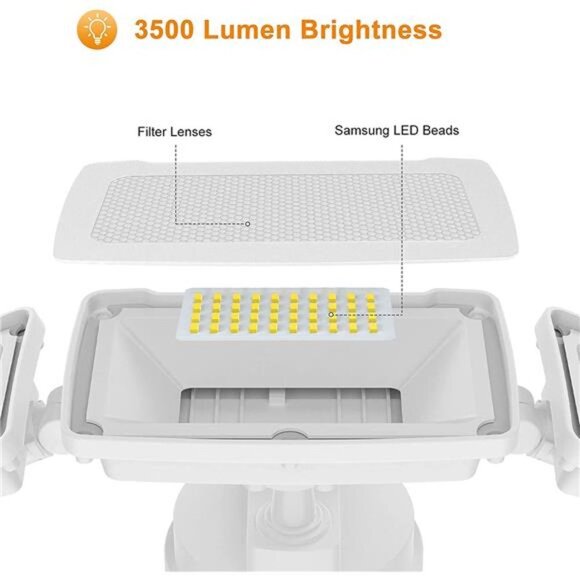 3500LM LED Security Light Outdoor, 35W Outdoor Flood Light3 Head Exterior Light - Picture 3 of 6